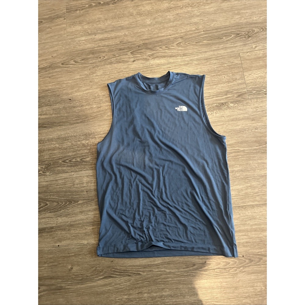 The North Face Mens Sleeveless Training Shirt Grey / White Logo Medium M